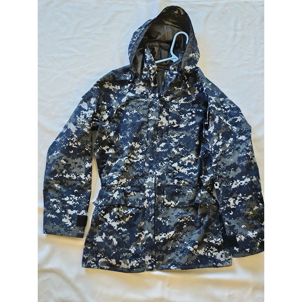 US Navy Jacket Parka Adult Small Long Blueberry Digital Camo Nylon Reinforcement